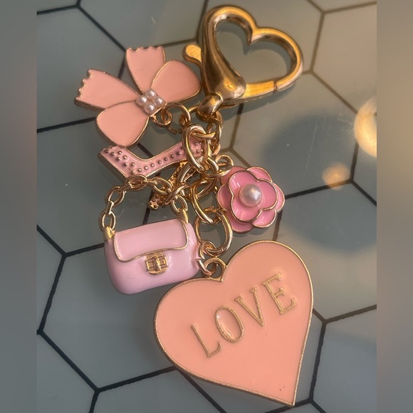 Charming Pink and Gold Keychain - Picture 1 of 6